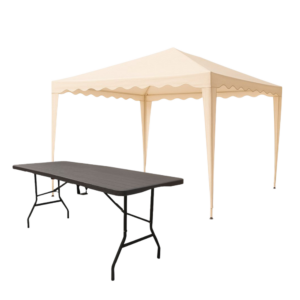 Gazebo 3 x 3 m Fijo + Mesa Plegable