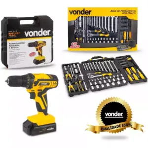 Kit Taladro Batería + Juego Herramientas 110 Piezas Vonder