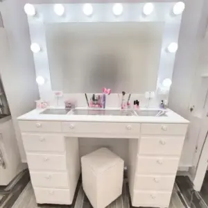 Mueble Tocador Espejo Hollywood 11 Cajones 1.20m Escritorio