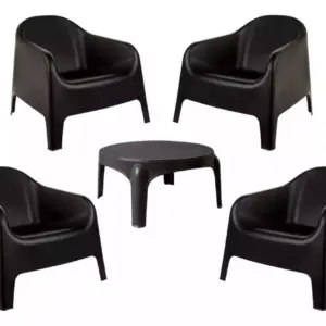 Set de 4 Sillones Skarpo Garden Life Ecologicos + Mesa Sunset Negra