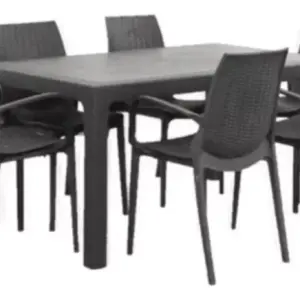 Juego 6 Más que Sillas Melodi + Mesa Alta 150x90 Alejo Estructura Negro