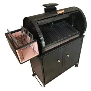 KIT Parrilla móvil Metalsmac Chulengo con Puertas 1.22m de ancho 1.33m de alto 60cm de profundidad negra