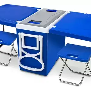 Nevera portátil de 32 l con mesa y silla para acampar en la playa 5 en 1