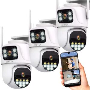 Kit 3 Camaras Seguridad Geotek Ip Wifi Domo Doble Lente 6MP Exterior Nocturna Color Blanco